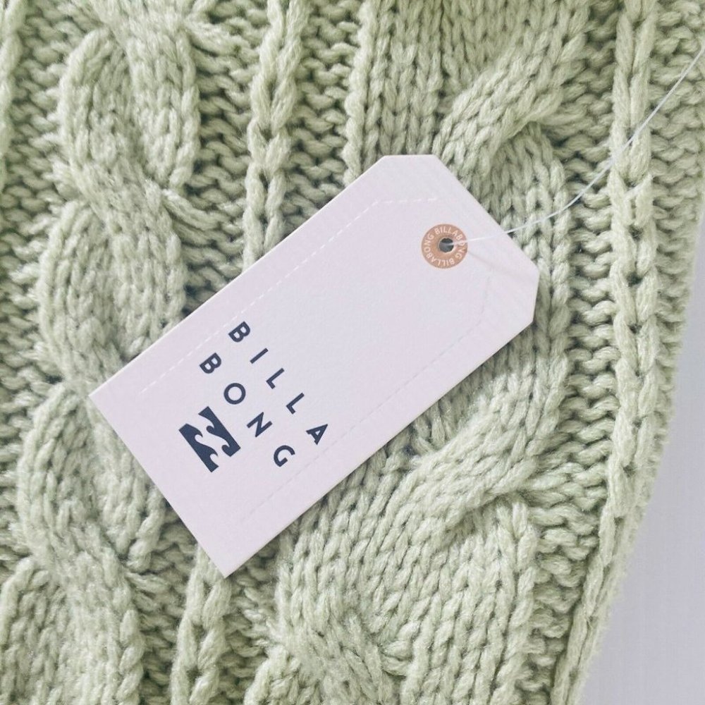 Billabong BNWT Bluesday Cable Knit Jumper Women's Size 12 Mint Green Sweater - Picture 7 of 11